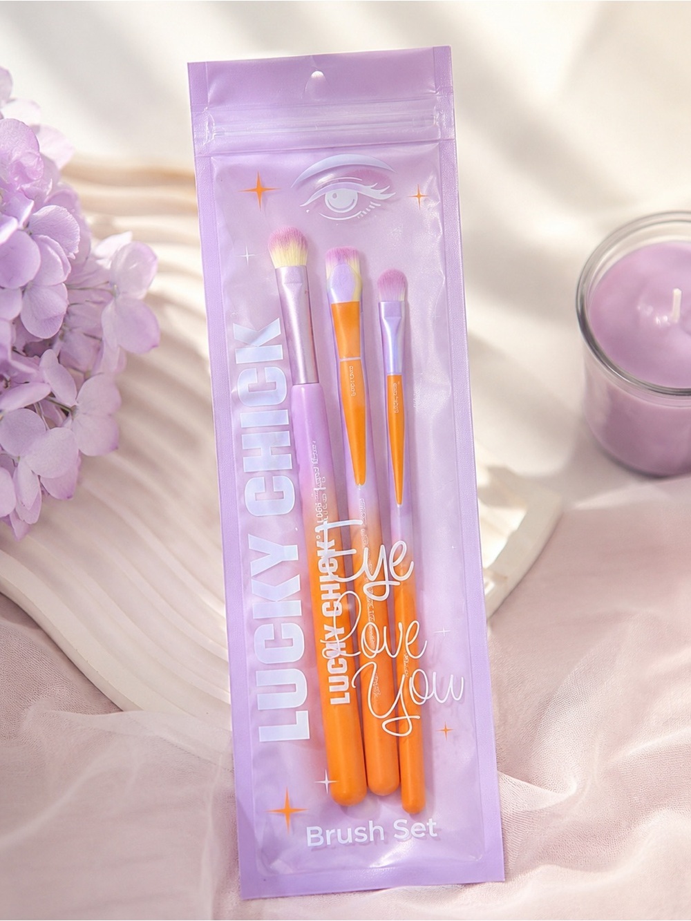 Lucky Chick Eye Love You 3 Piece Eye Makeup Brush Set NIP